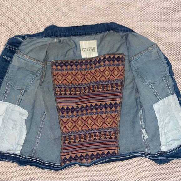 Warehouse One Jean Jacket Western Aztec Embroidered Back Design - Picture 7 of 8